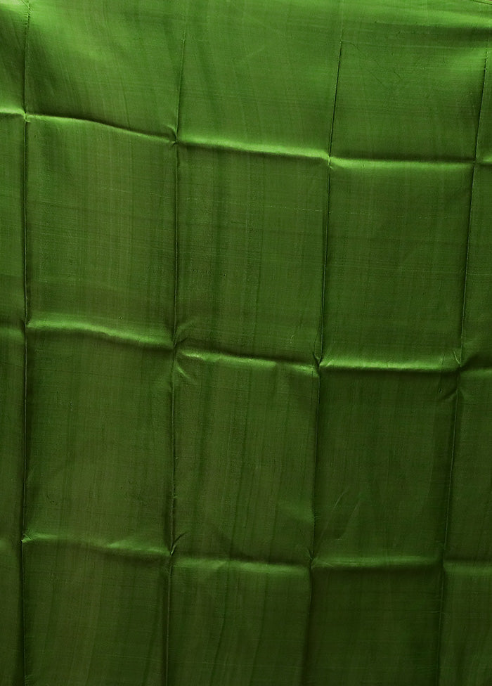 Green Printed Pure Silk Saree Without Blouse Piece Very Cheap