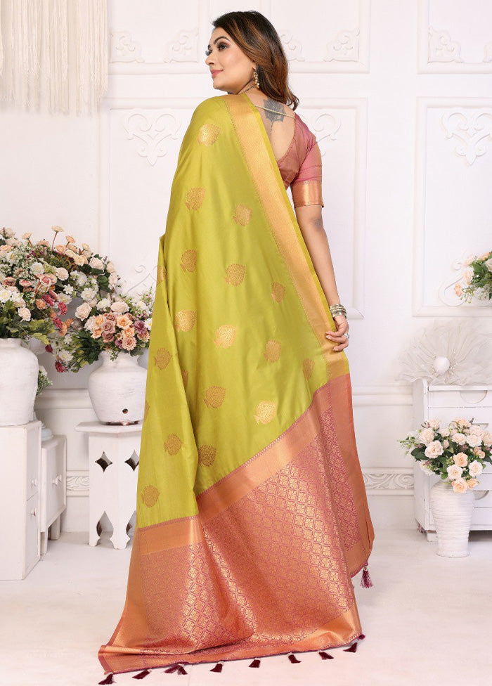 Light Green Spun Silk Saree With Blouse Piece Cheap Purchase