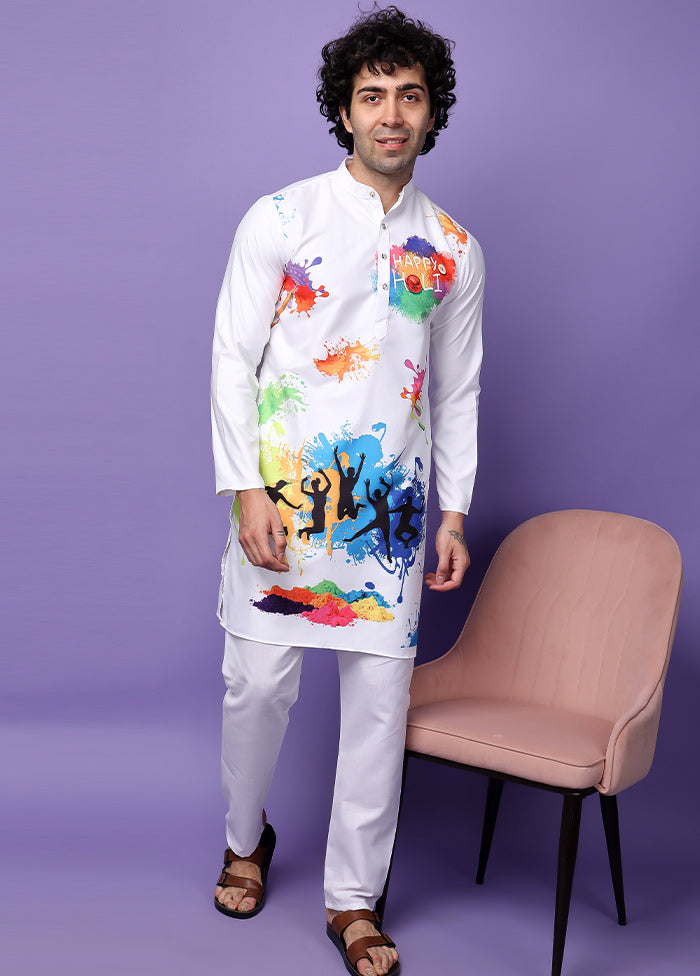 White Viscose Printed Medium Kurta Outlet Largest Supplier