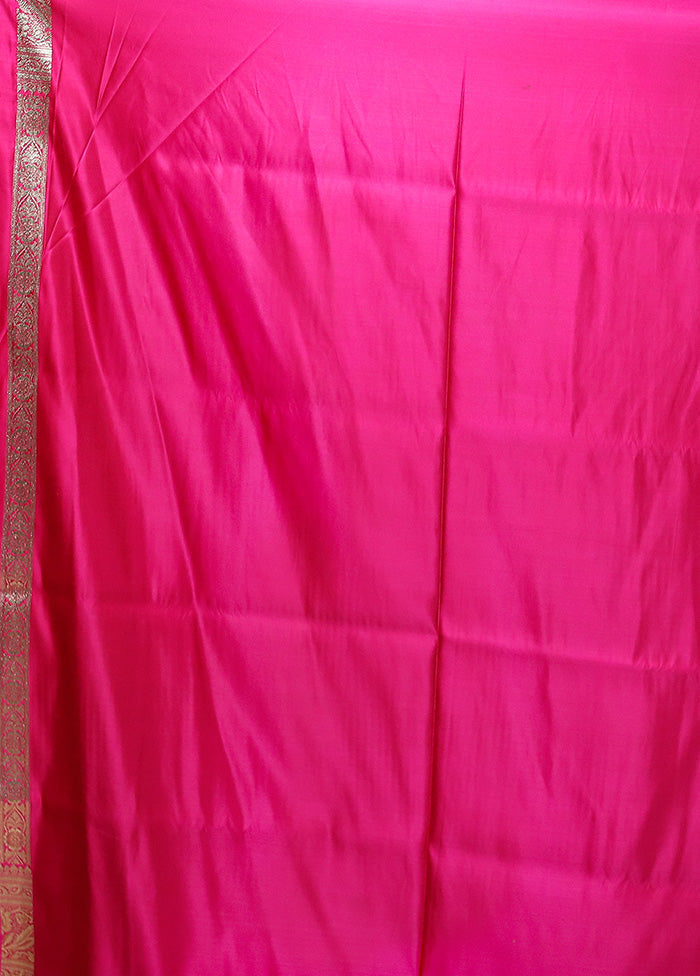 Pink Banarasi Silk Saree With Blouse Piece Supply Online