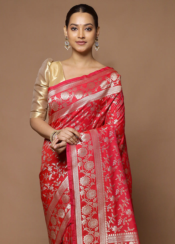 Pink Uppada Silk Saree With Blouse Piece Clearance Manchester Great Sale