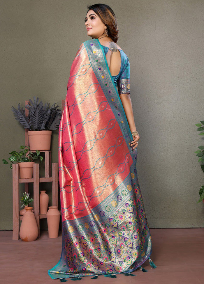 Pink Banarasi Silk Saree With Blouse Piece Clearance Exclusive