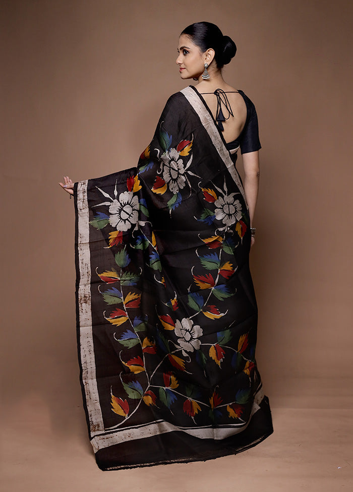 Black Printed Pure Silk Saree Without Blouse Piece With Mastercard Cheap Online