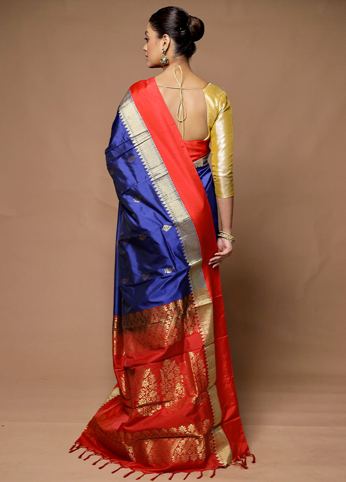 Blue Kanjivaram Silk Saree With Blouse Piece Free Shipping Wiki