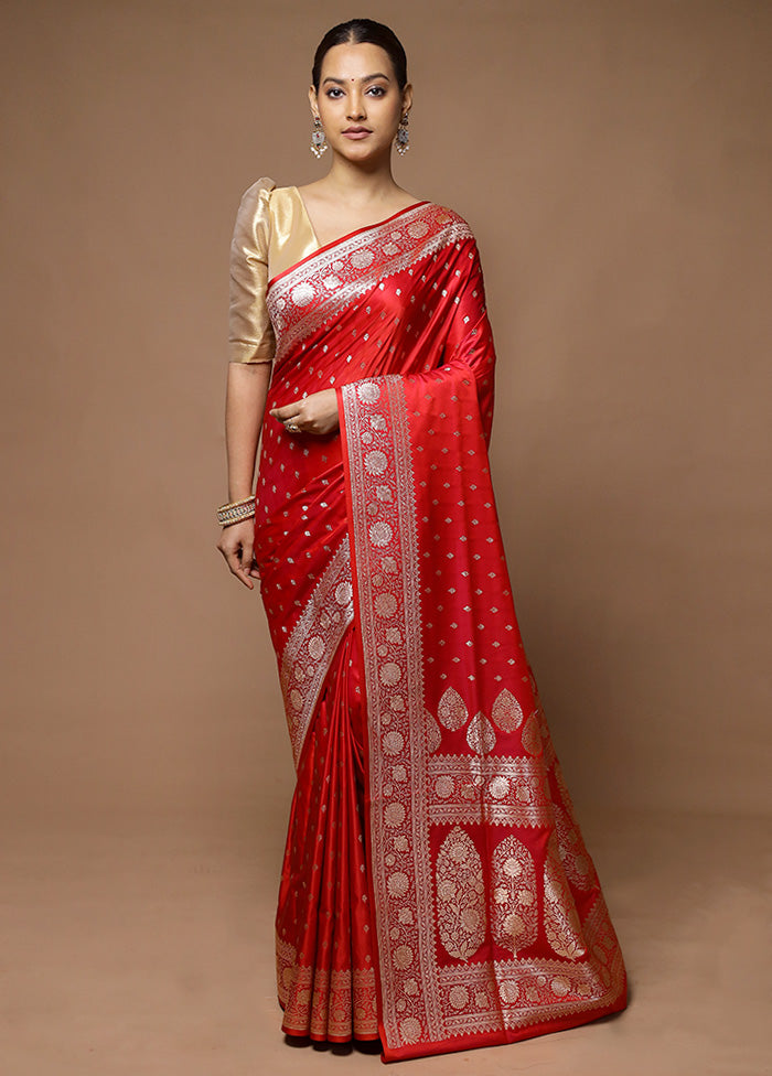 Red Banarasi Silk Saree With Blouse Piece Buy Cheap Cheap