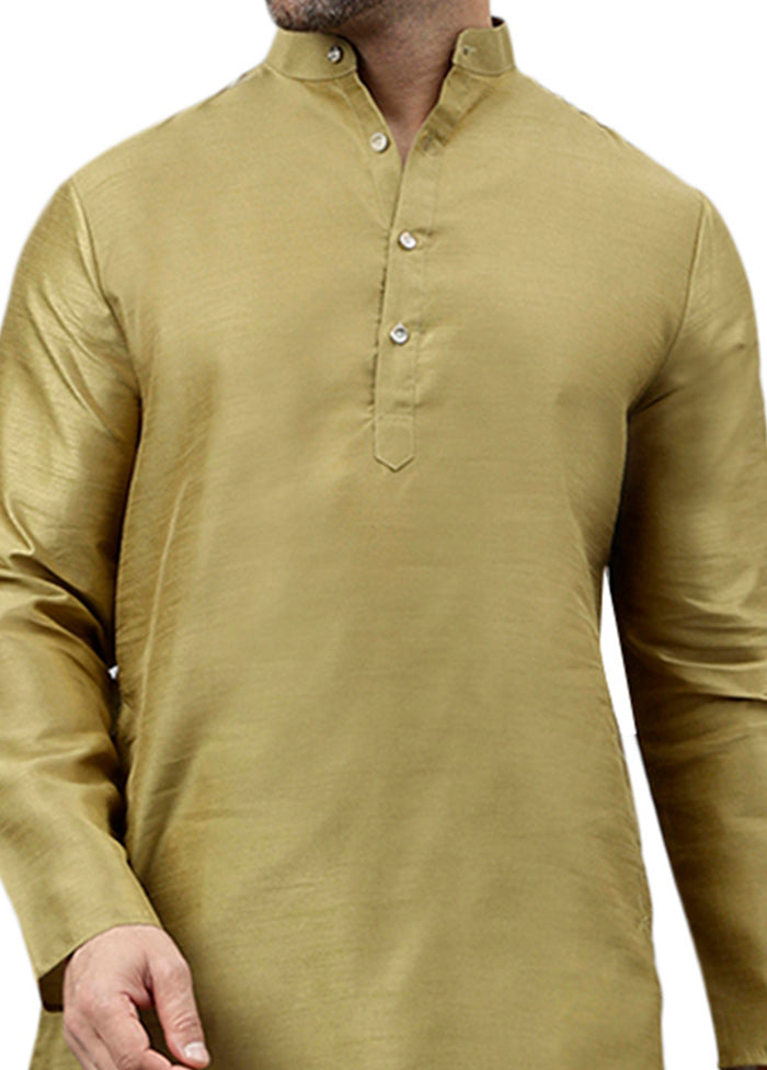 Mehendi Dupion Silk Solid Kurta Sale Hot Sale