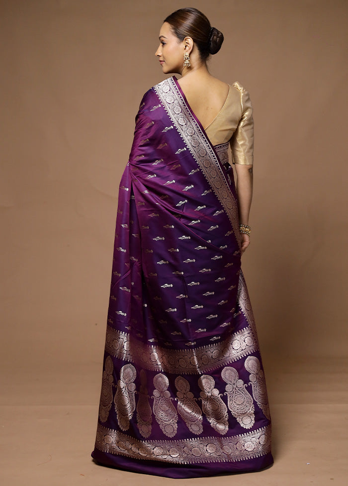 Purple Katan Silk Saree With Blouse Piece Explore