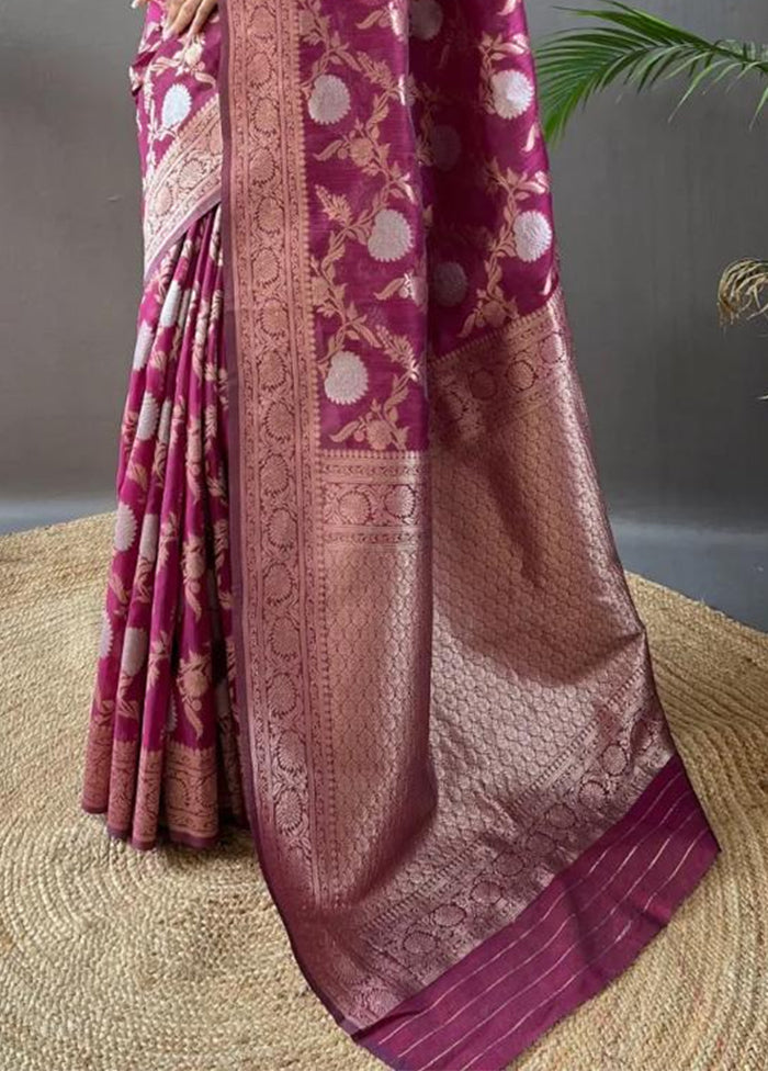 Purple Banarasi Silk Saree With Blouse Piece Cheap Sale Manchester Great Sale