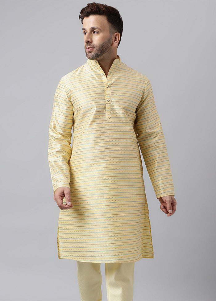 Cream Viscose Jacquard Long Kurta Cheap For Cheap