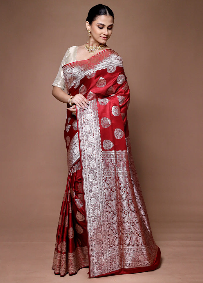 Red Banarasi Silk Saree With Blouse Piece Clearance How Much