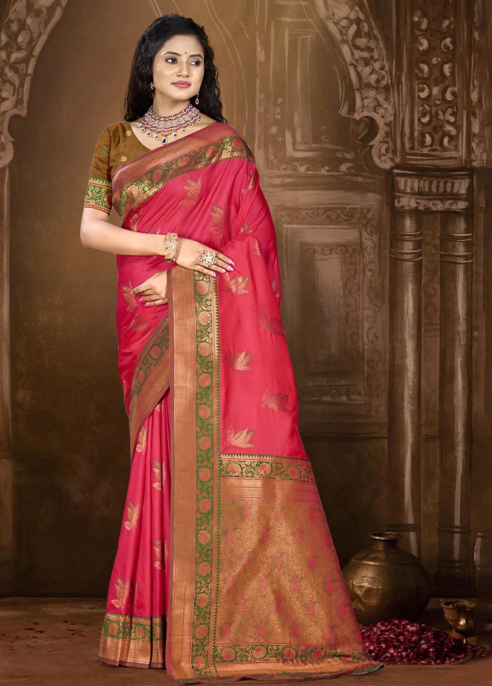 Dark Pink Dupion Silk Saree With Blouse Piece Popular Cheap Online