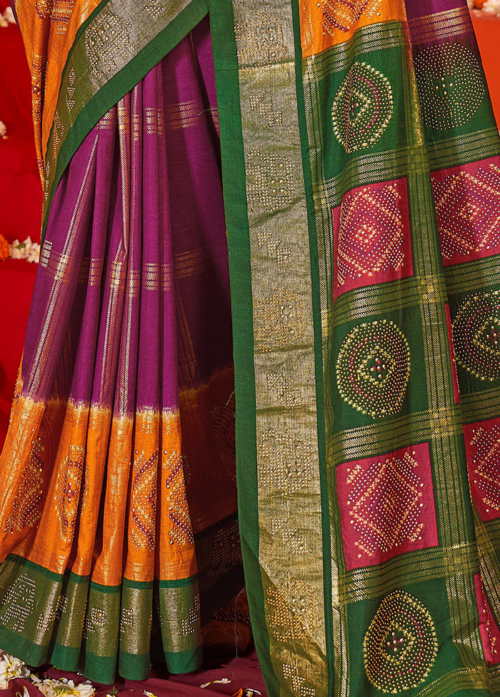 Purple Tussar Silk Saree With Blouse Piece Really Cheap Shoes Online