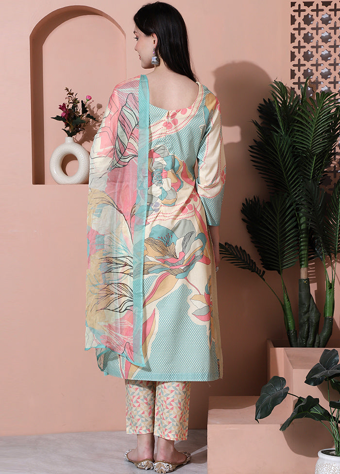 3 Pc Multicolor Unstitched Cotton Suit Set Free Shipping Purchase