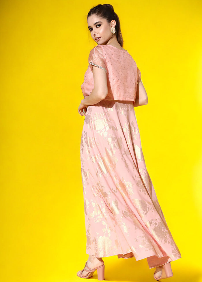 Pink Readymade Silk Indian Dress Supply Sale Online