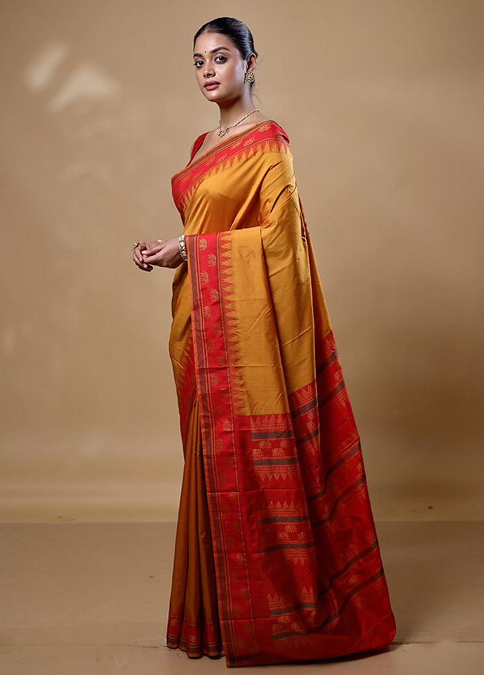 Mustard Kanjivaram Silk Saree With Blouse Piece Collections Cheap Online