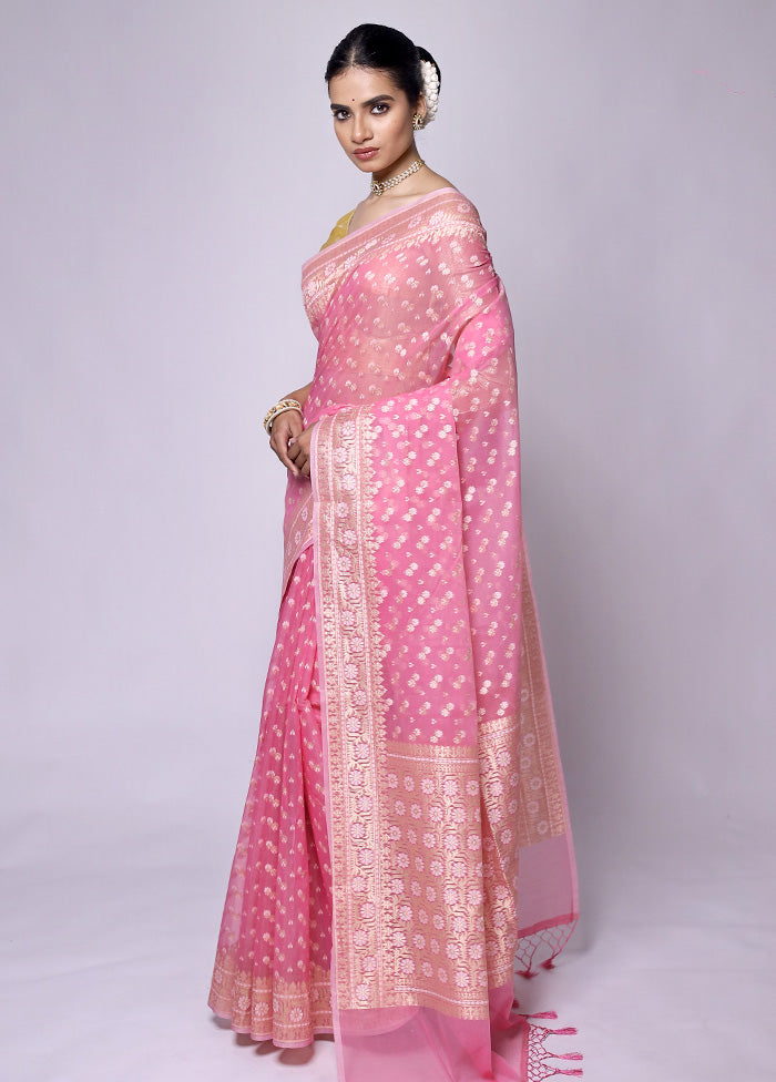 Pink Kora Silk Saree With Blouse Piece Buy Cheap Sast