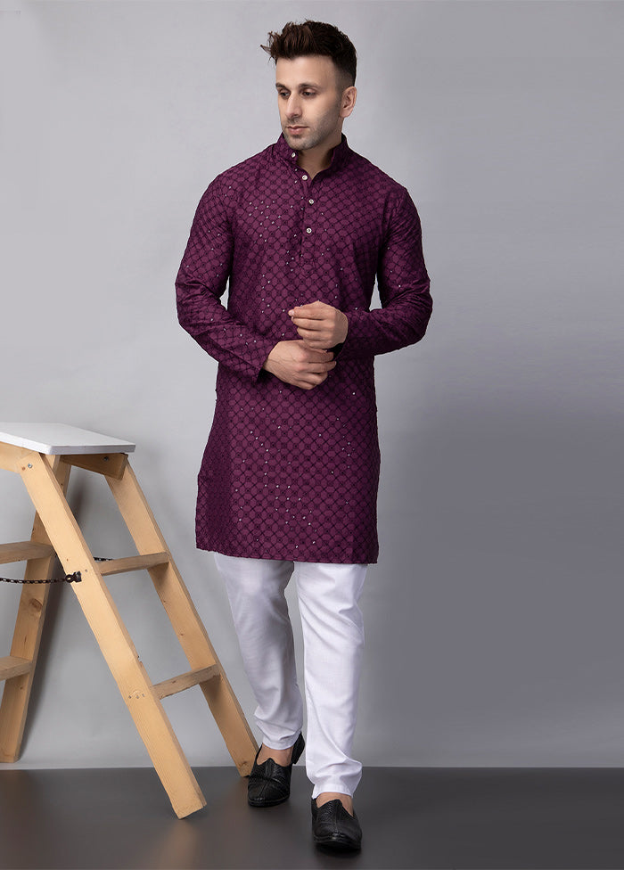 2 Pc Purple Viscose Kurta Pajama Set Pictures Cheap Online