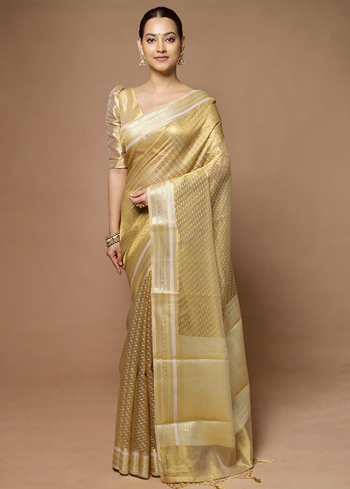 Golden Tissue Silk Saree With Blouse Piece Buy Cheap Visit