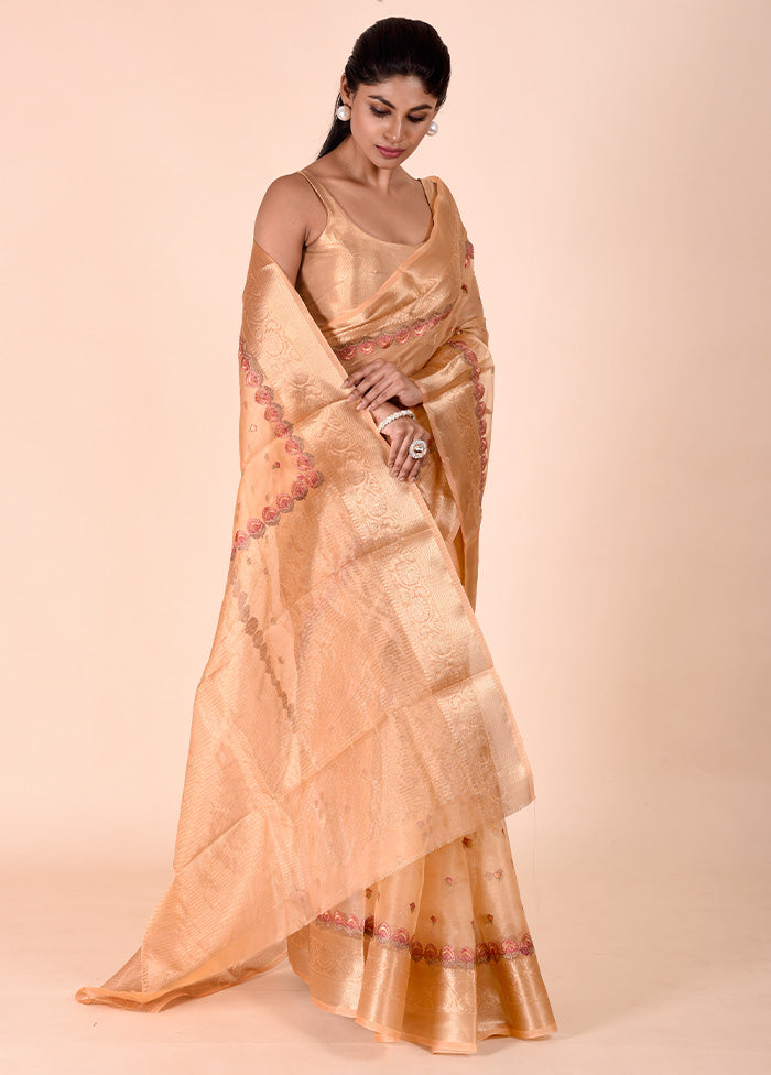 Cream Tissue Silk Saree With Blouse Piece Clearance 2025