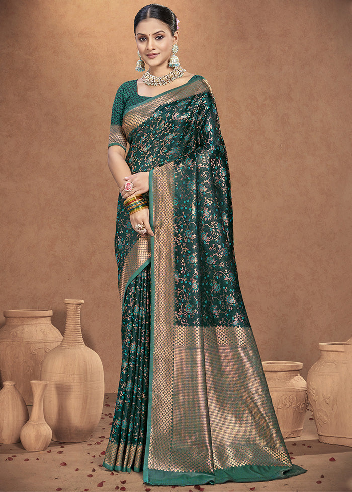 Sea Green Spun Silk Saree With Blouse Piece Cheapest Online