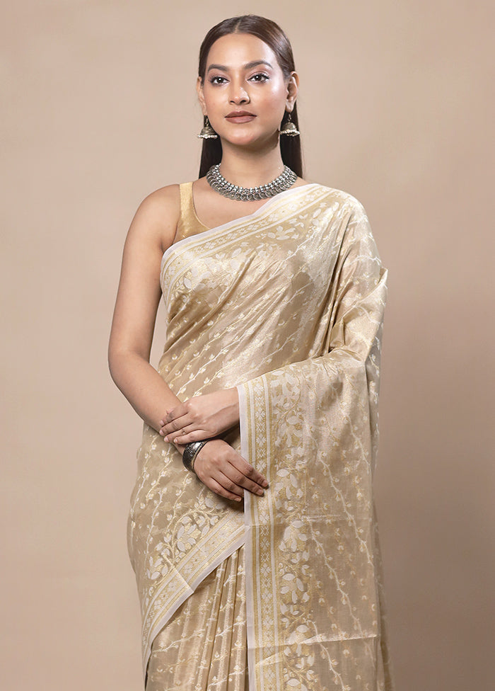 Cream Tissue Silk Saree With Blouse Piece Clearance Explore