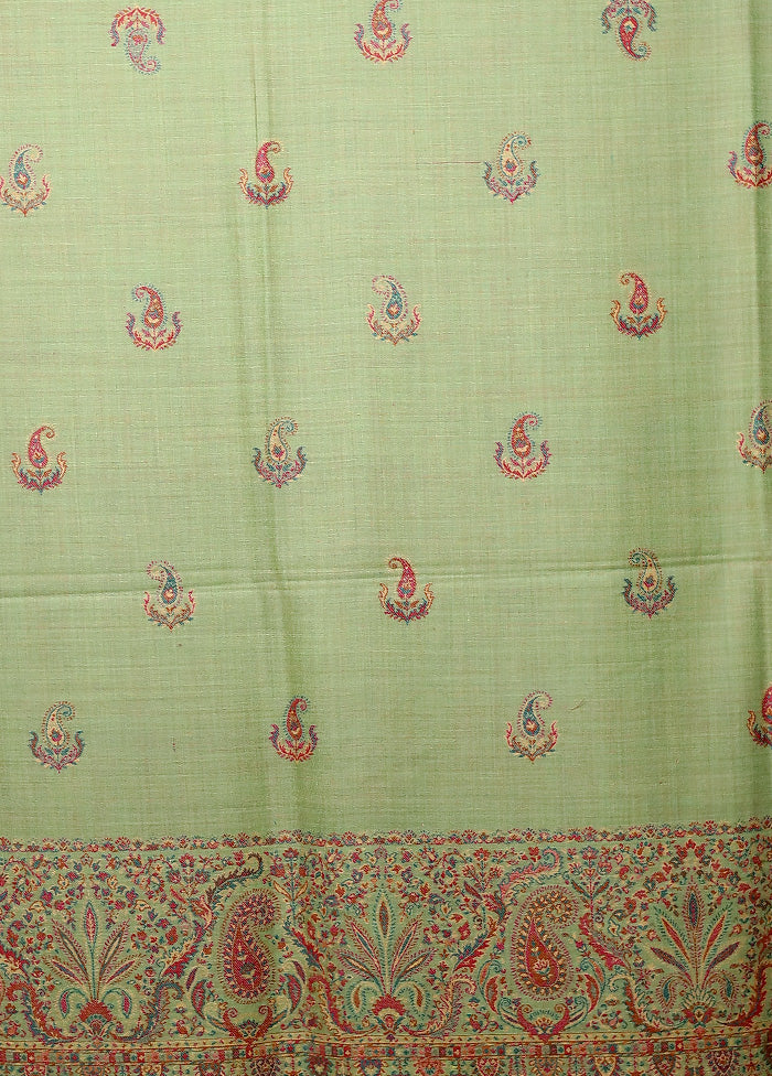 Green Butta Work With Zari Woven Border Shawl Cheap Pick A Best