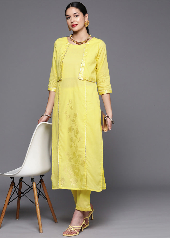 2 Pc Yellow Pure Readymade Cotton Kurti Set Sale In China