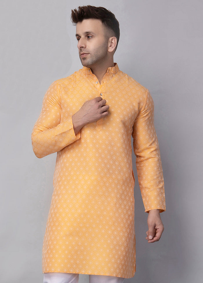 Lemon Viscose Jacquard Knee Length Kurta Cheap Sale Choice