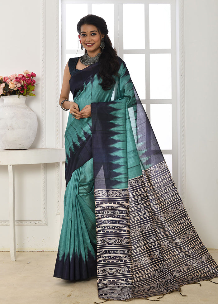 Firoza Tussar Silk Saree With Blouse Piece Hot Sale Cheap Pice