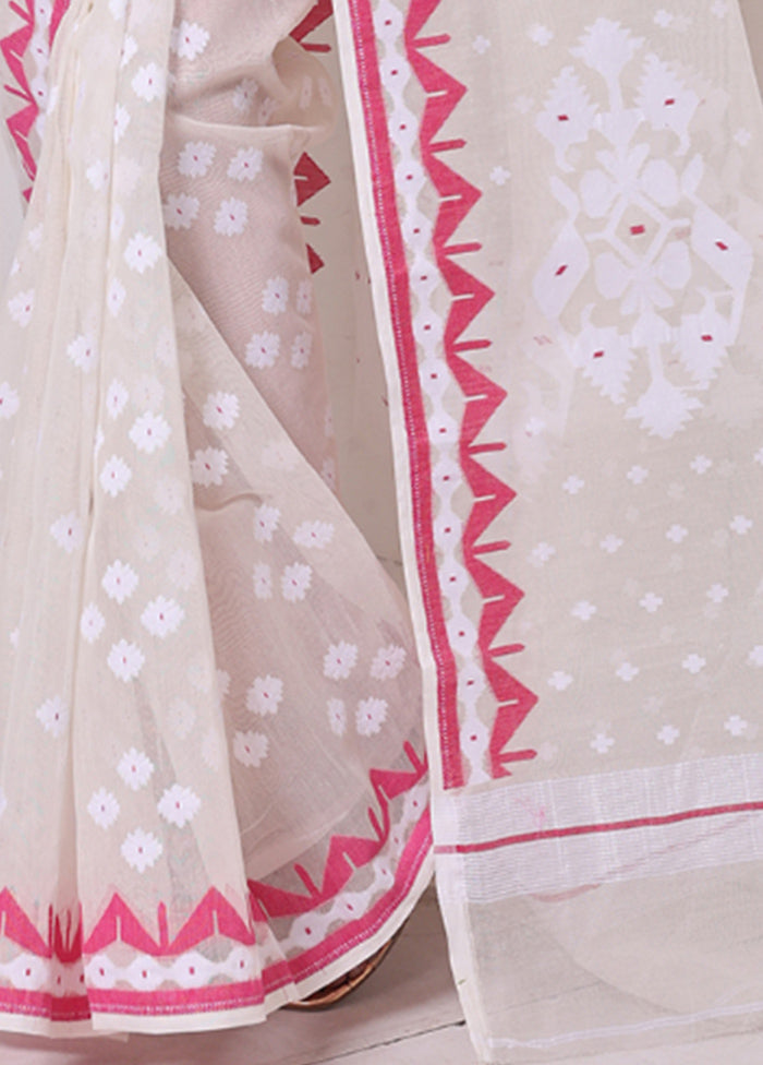 Off White Pure Cotton Texture Saree Without Blouse Piece Free Shipping Discounts