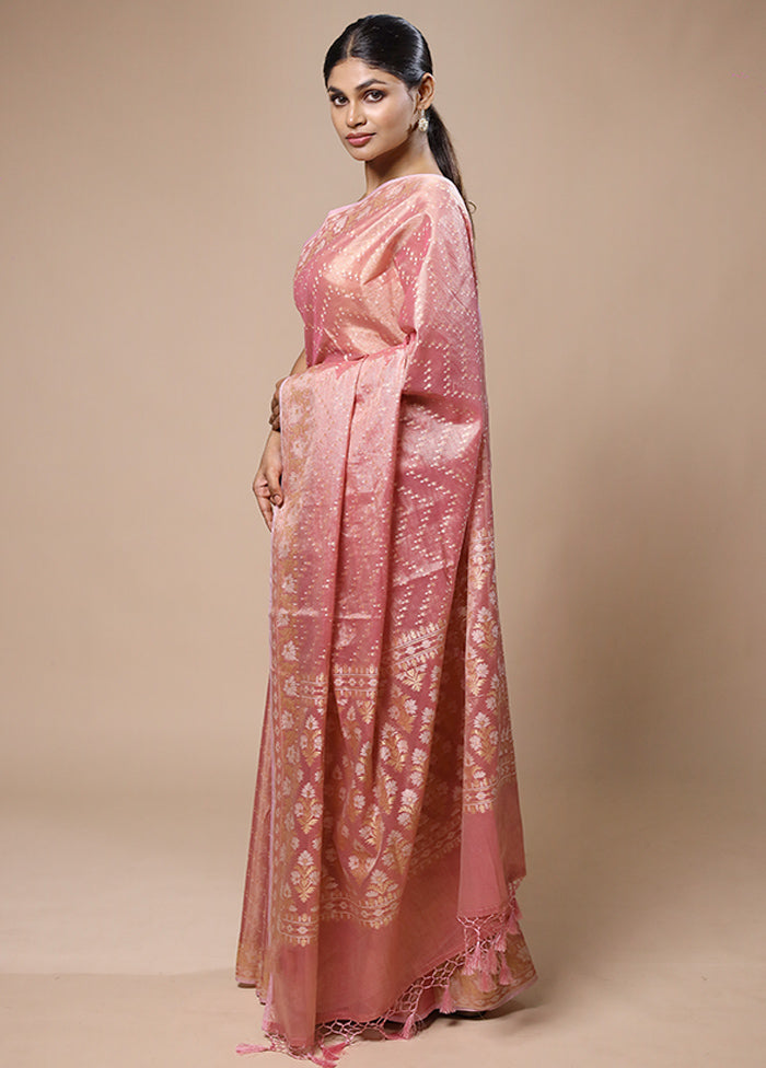 Pink Tissue Silk Saree With Blouse Piece Clearance Best Seller