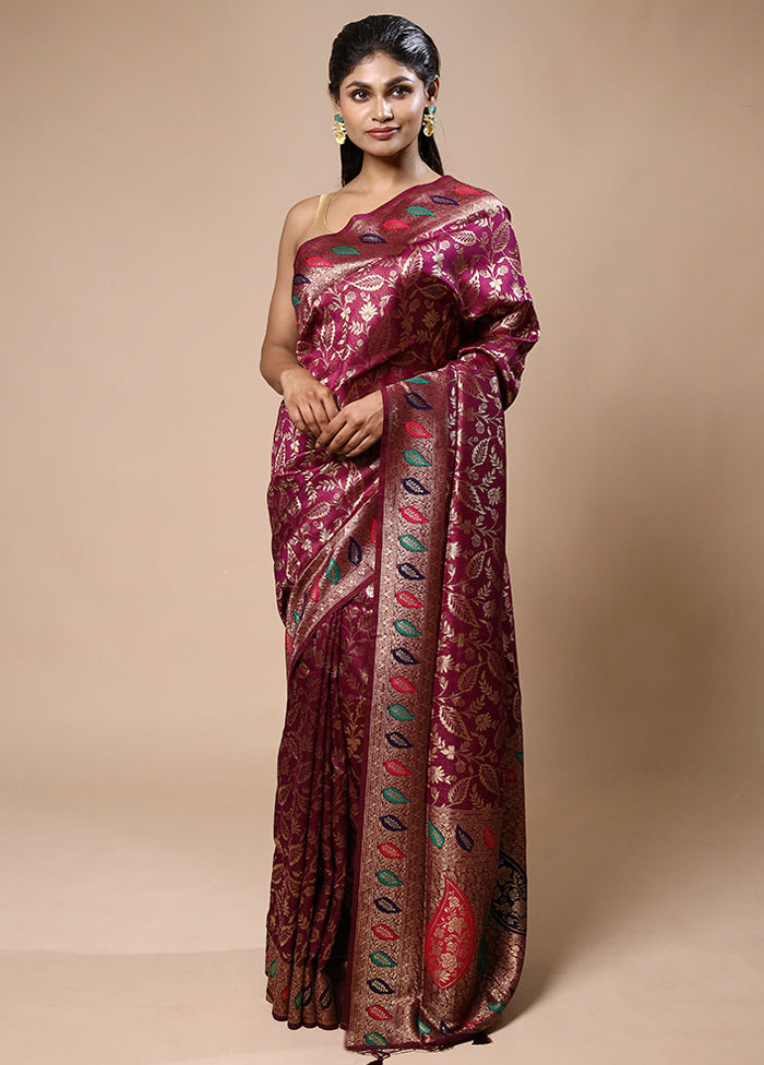 Wine Dupion Silk Saree With Blouse Piece Best For Sale