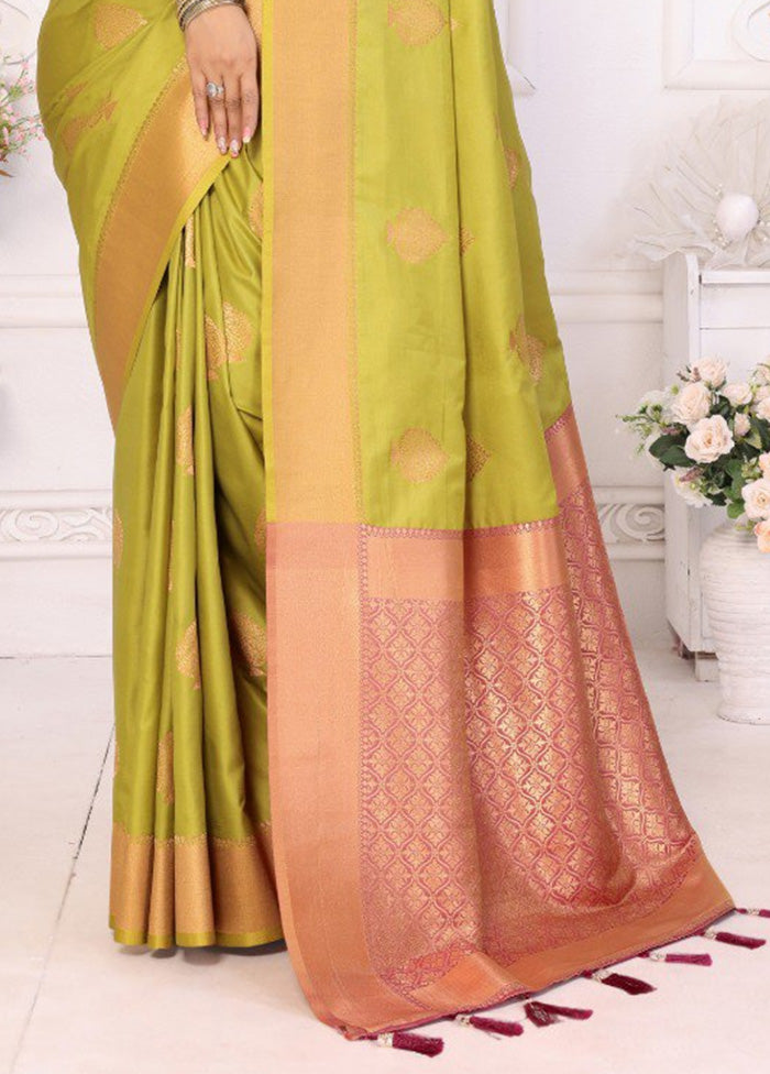 Light Green Spun Silk Saree With Blouse Piece Cheap Purchase