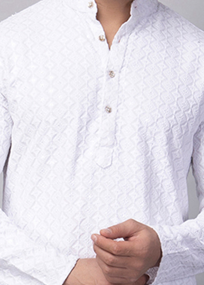 2 Pc white Viscose Kurta Pajama Set Buy Cheap Sast