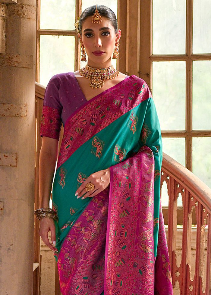 Rama Banarasi Silk Saree With Blouse Piece Outlet Locations For Sale