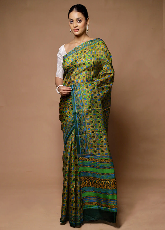 Multicolor Printed Pure Silk Saree Without Blouse Piece 2025 Cheap Online