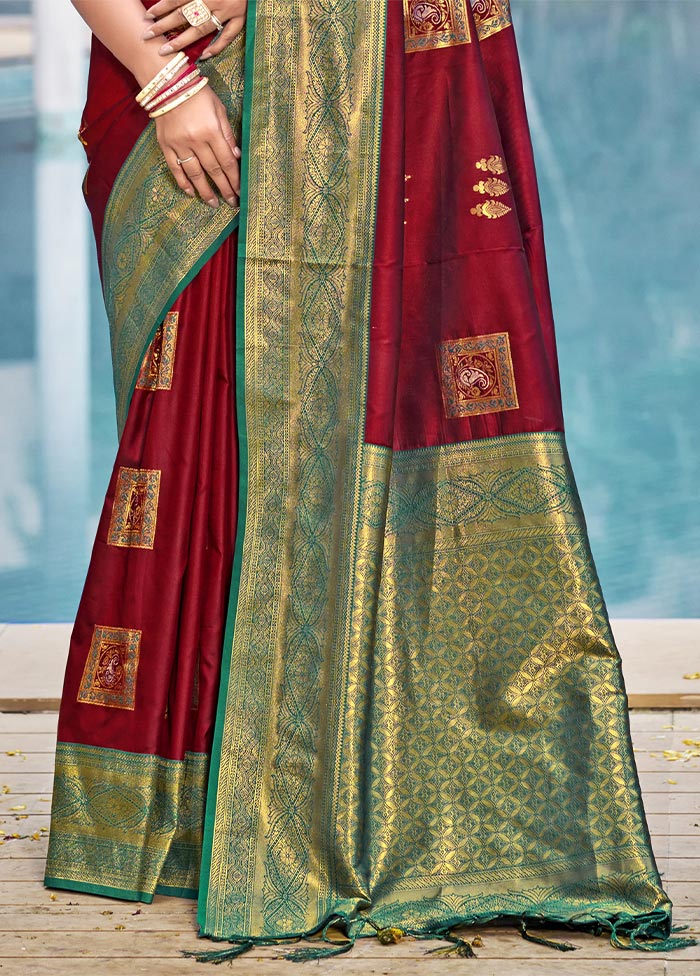 Maroon Dupion Silk Saree With Blouse Piece Buy Cheap Visit