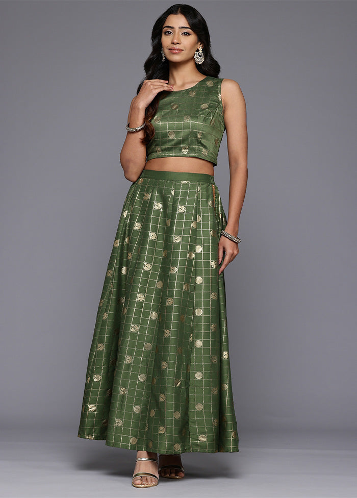 Olive Green Silk Readymade Lehenga Factory Outlet For Sale