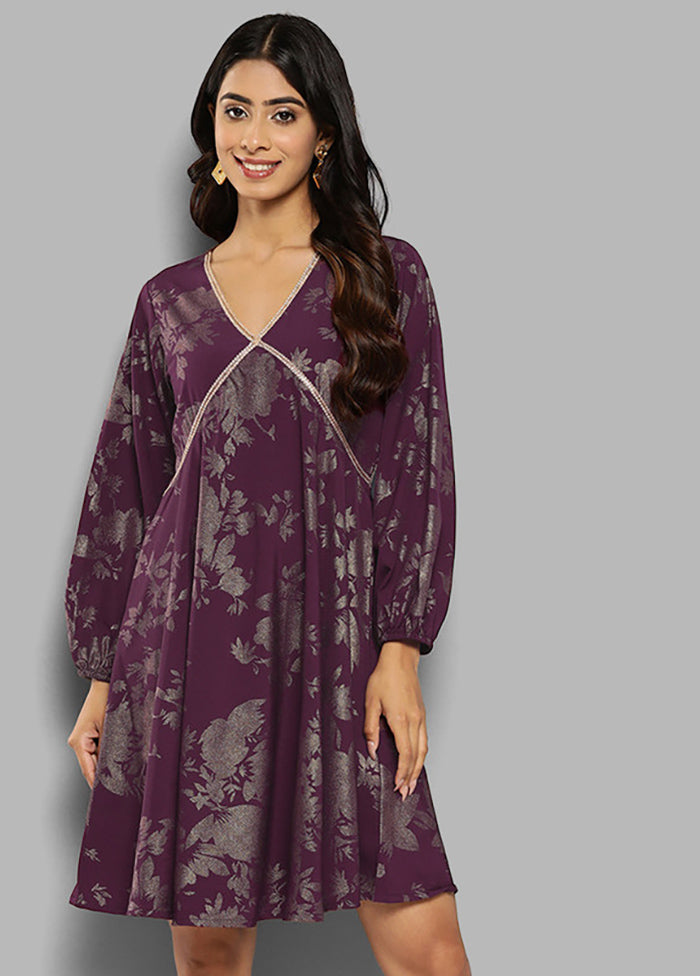 Wine Readymade Silk Indian Dress Supply