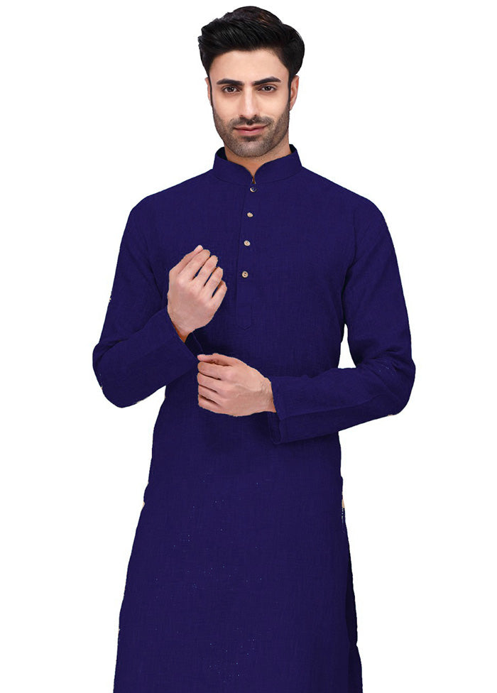 Navy Blue Cotton Kurta And Pajama Set Discount Cost