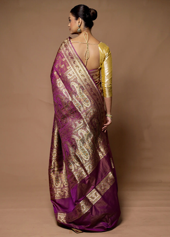 Purple Handloom Tanchoi Pure Silk Saree With Blouse Piece Eastbay Cheap Online