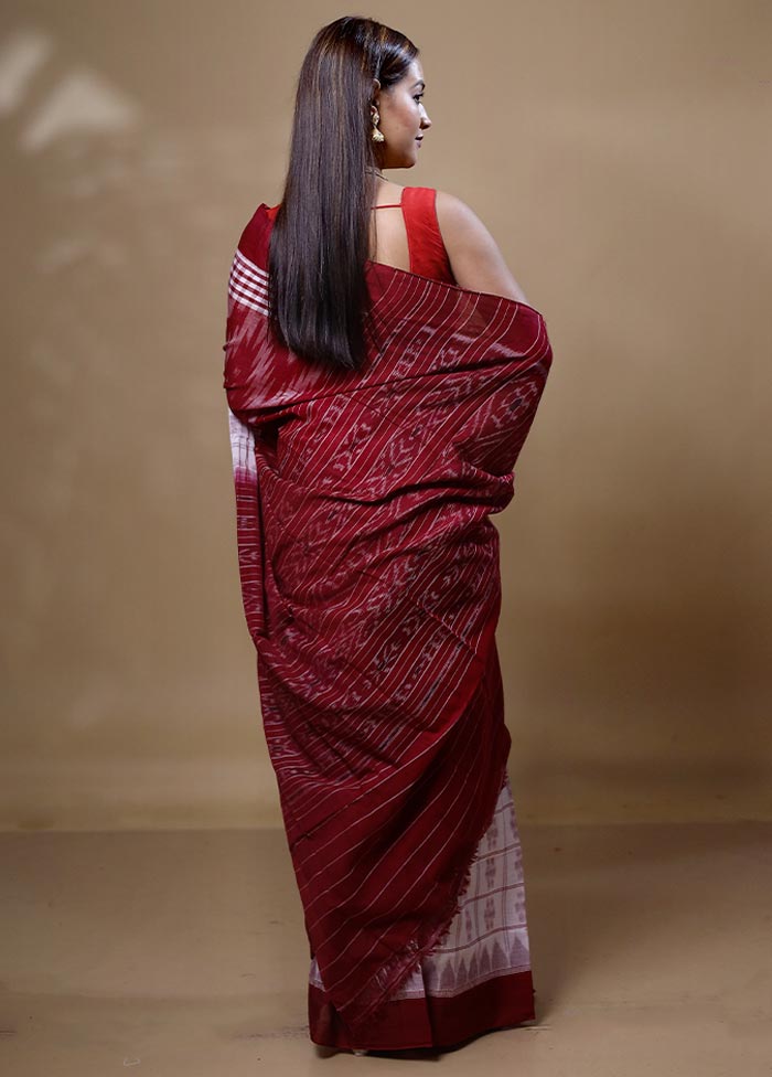 Red Pure Cotton Saree With Blouse Piece With Mastercard