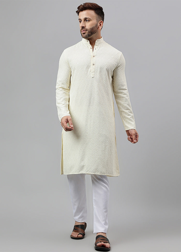 2 Pc cream Viscose Kurta Pajama Set Cheap Sale Cheap