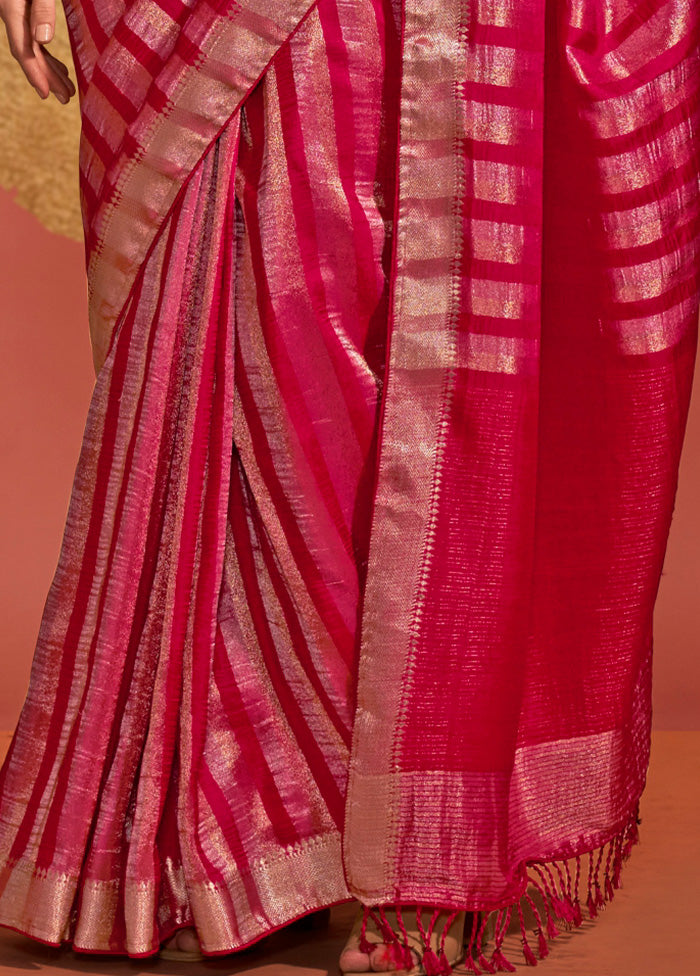 Pink Spun Silk Saree With Blouse Piece Sale Authentic