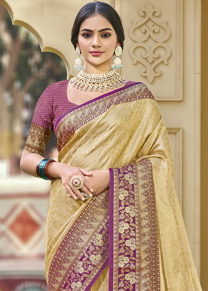 Cream Spun Silk Saree With Blouse Piece Outlet Extremely