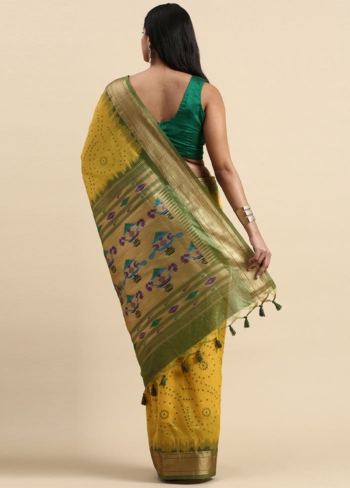 Yellow Spun Silk Saree With Blouse Piece Clearance Cheap Online