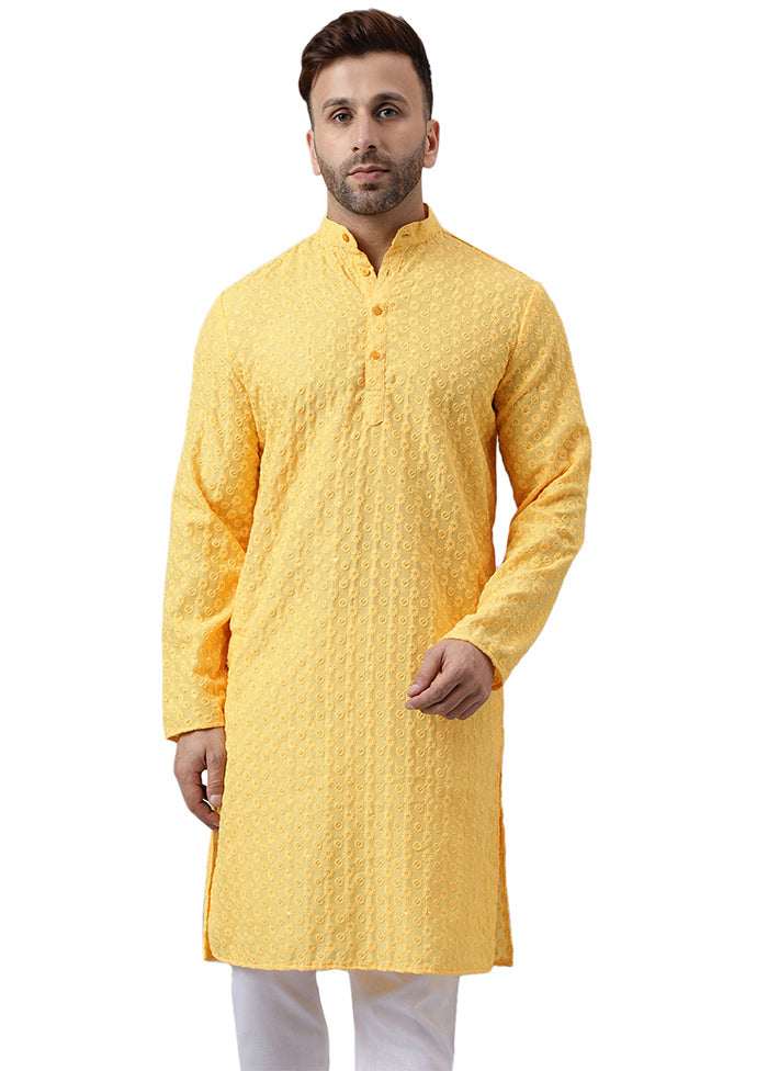 Lemon Silk Embroidered Kurta Cheap Sale Online