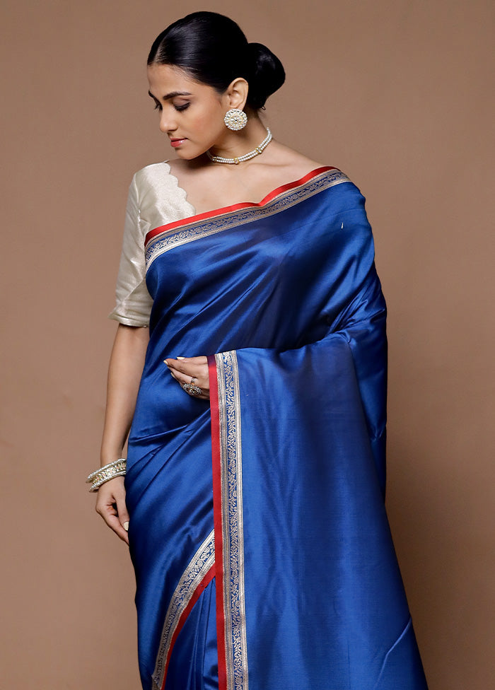 Blue Banarasi Silk Saree With Blouse Piece Official Sale Online