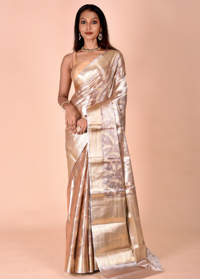 Cream Tissue Silk Saree With Blouse Piece Outlet Original