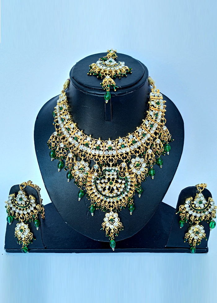 Green Alloy Cz Stone Jewellery Set Cheap Sale Inexpensive